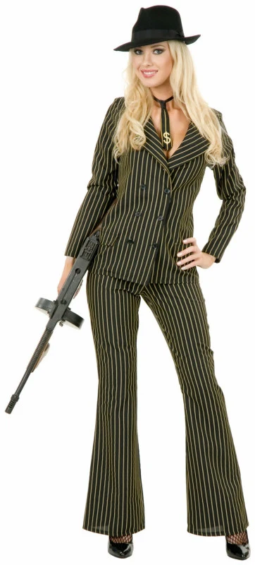 Gangster Moll 6 Button Double Breasted (Black/White) Adult Plus 3 Gangster Moll 6 Button Double Breasted (Black/White) Adult Plus