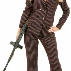 Gangster Moll 6 Button Double Breasted (Black/Red) Adult Costume