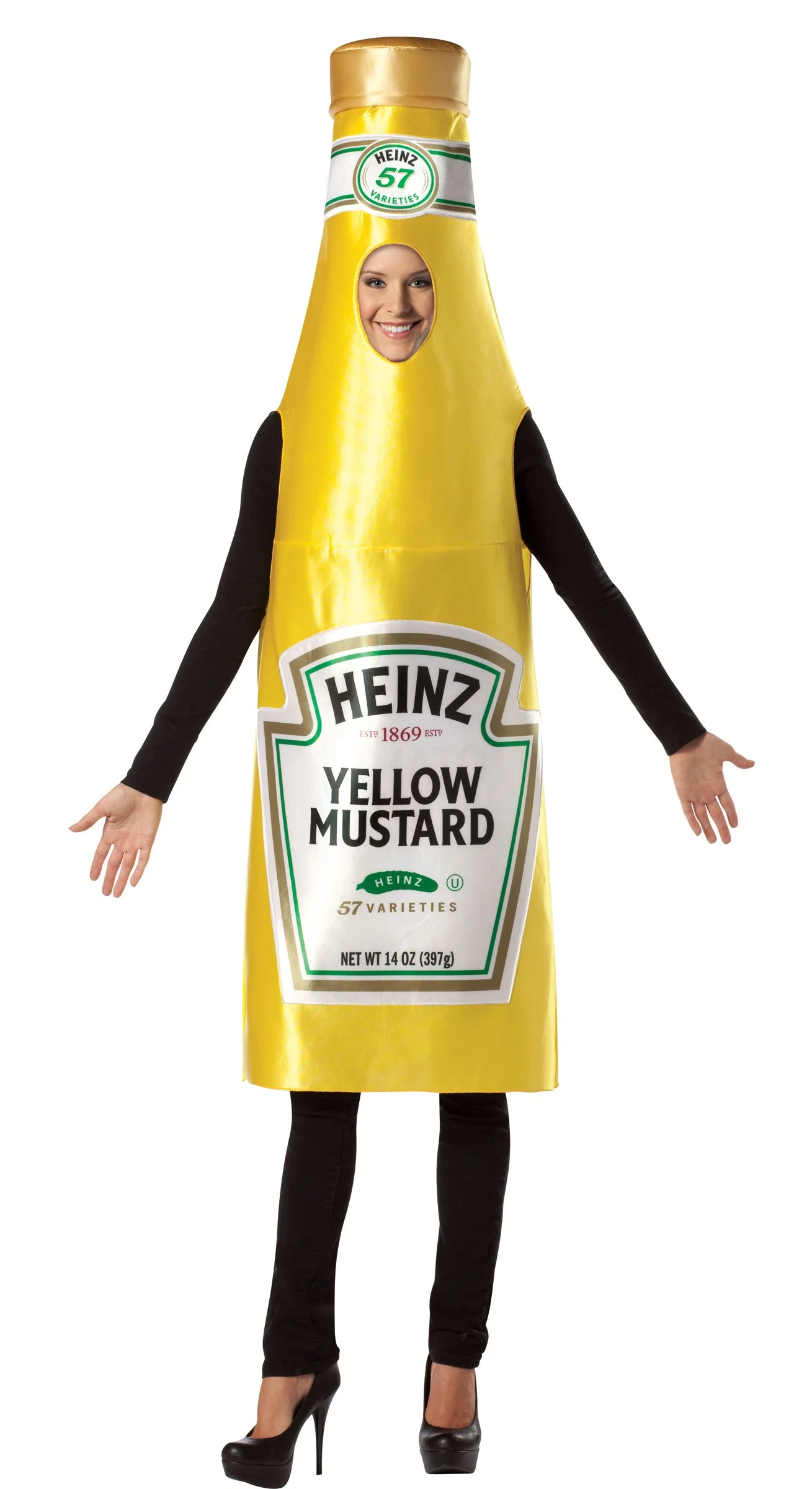 Heinz Classic Mustard Bottle Adult Costume 3 Heinz Classic Mustard Bottle Adult Costume
