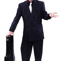 Blue Zoot Suit W/ White Pin Stripe Adult Costume: Size 44