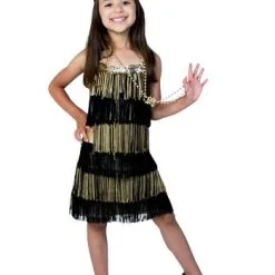 Child Gold And Black Fringe Flapper Costume