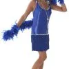 Royal Blue Sequin & Fringe Flapper Dress -Fantasy Costume Hub blue flapper costume