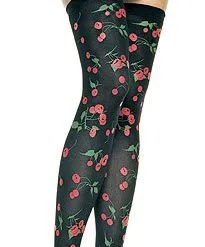 Thigh High Cherry Print Stockings