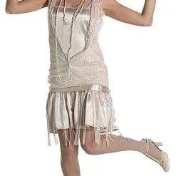 Ivory Gatsby Flapper Girl Dress