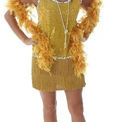 Sequin & Fringe Gold Flapper Costume