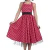 50s Polka Dot Dress Costume -Fantasy Costume Hub red polka dot dress costume
