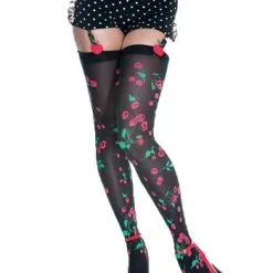 Ruffle Hotpants W/ Cherry Print Stockings