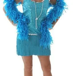 Turquoise Sequin & Fringe Plus Size Flapper